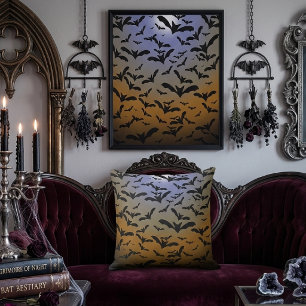 I've Gone Batty For Black Bats & Pretty Moonlight Cushion