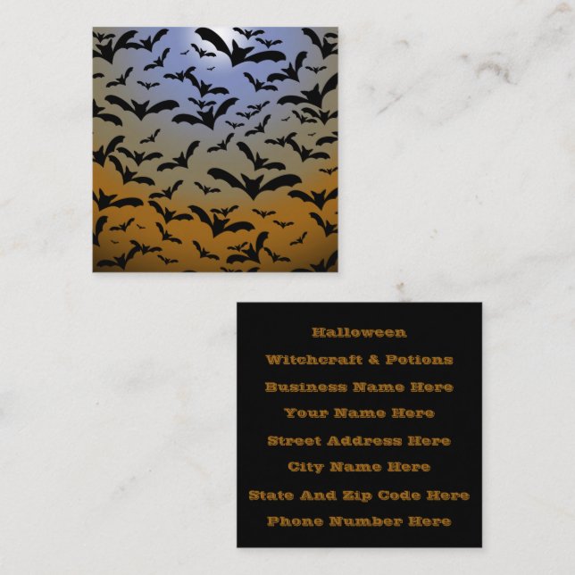 I've Gone Batty For Black Bats & Pretty Moonlight Square Business Card (Front/Back)