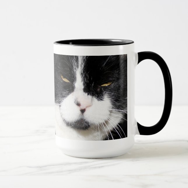 I've got a CATTITUDE! Black and White Cat Mug (Right)