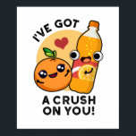 I've Got A Crush On You Funny Orange Pop Pun  Poster<br><div class="desc">I've Got A Crush On You Funny Orange Pop Pun features a cute orange and orange soda pop. Perfect pun gift for family and friends who love cute soda pop puns.</div>