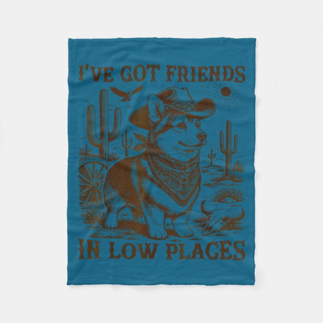 I've got friends in low places corgi dad  fleece blanket (Front)