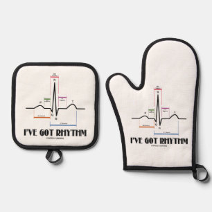 I've Got Rhythm ECG EKG Electrocardiogram Oven Mitt & Pot Holder Set