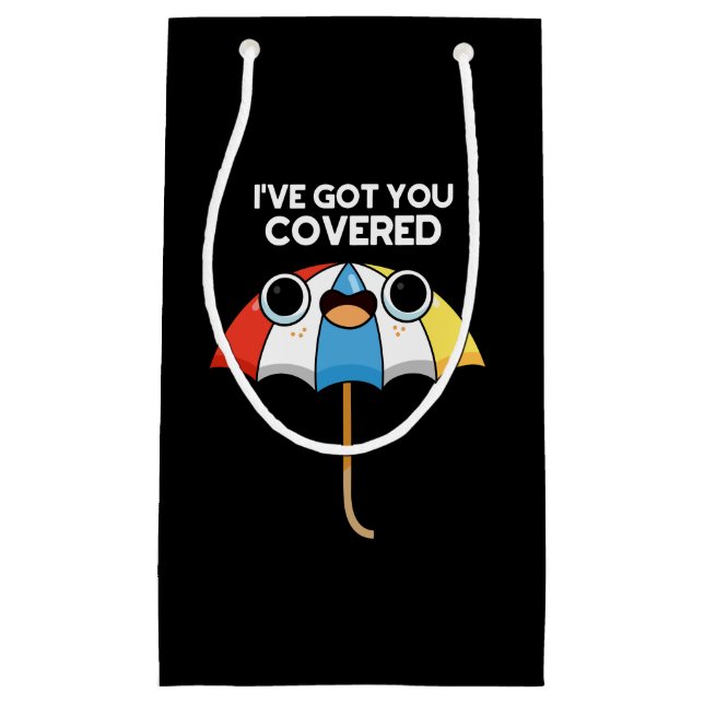I've Got You Covered Funny Umbrella Pun Dark BG Small Gift Bag (Front)