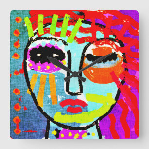 I've Had Enough Original Abstract Art  Square Wall Clock