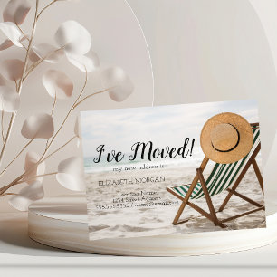 I've Moved,Beach,Chair,New Address Announcement Postcard