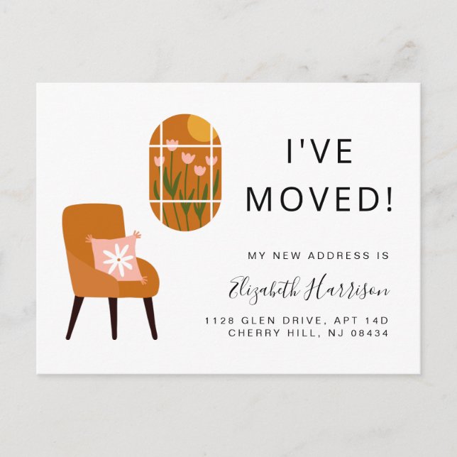 I've Moved Boho Chic Terracotta Moving Announcement Postcard (Front)