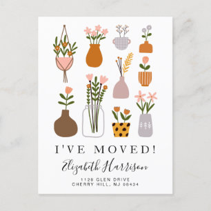 I've Moved Boho Plants Moving Announcement Postcard