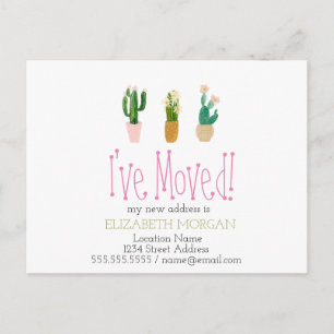 I've Moved Cactus Plants  New Address Announcement Postcard