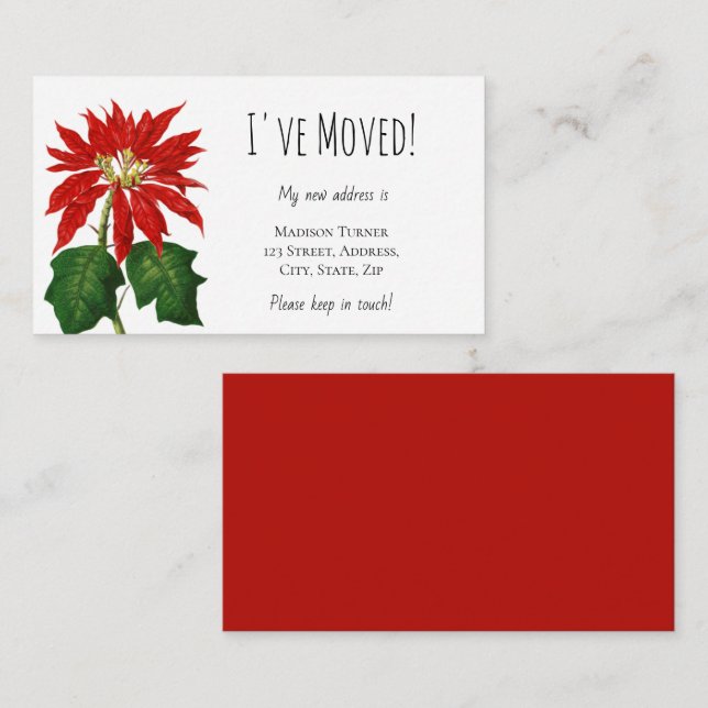 I've Moved Christmas Flower Announcement Card (Front/Back)