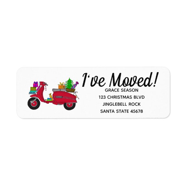 I've Moved Christmas scooter with gifts (Front)