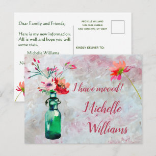 I've Moved Classic Elegant Pastel Floral Moving Announcement Postcard