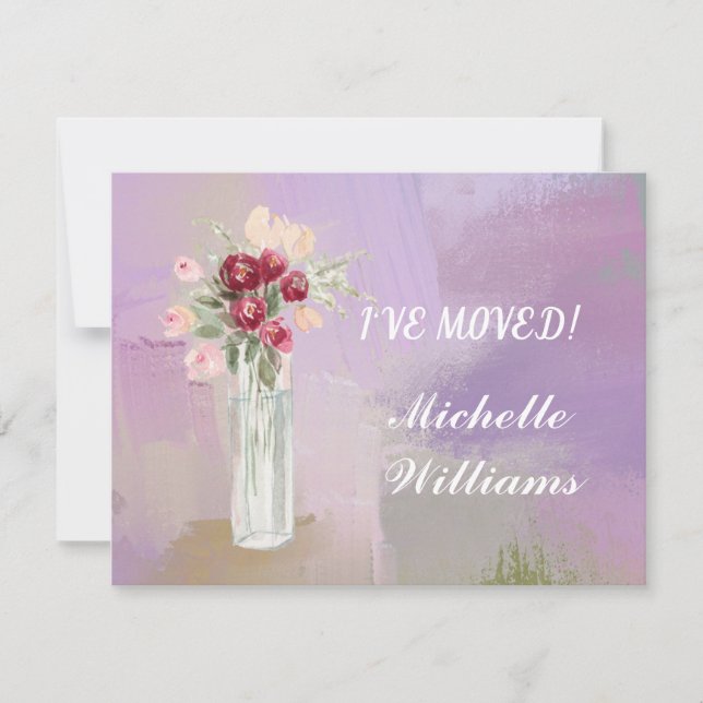 I've Moved Classic Elegant Pink Floral Move  Announcement (Front)