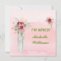I've Moved Elegant Pink Floral Moving Announcement