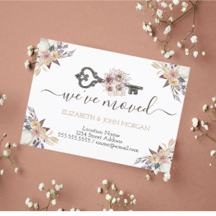  I've Moved Floral Key New Address Announcement  Postcard