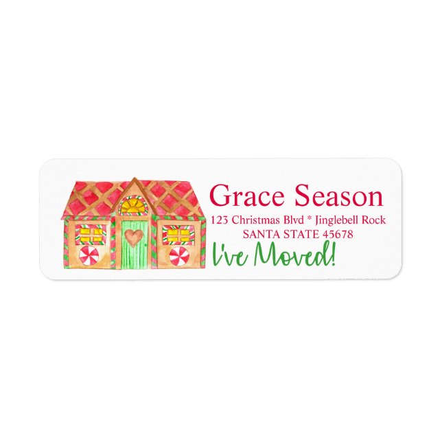 I've Moved  Gingerbread House label (Front)