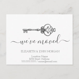 I've Moved Grey Key New Address Announcement Postcard