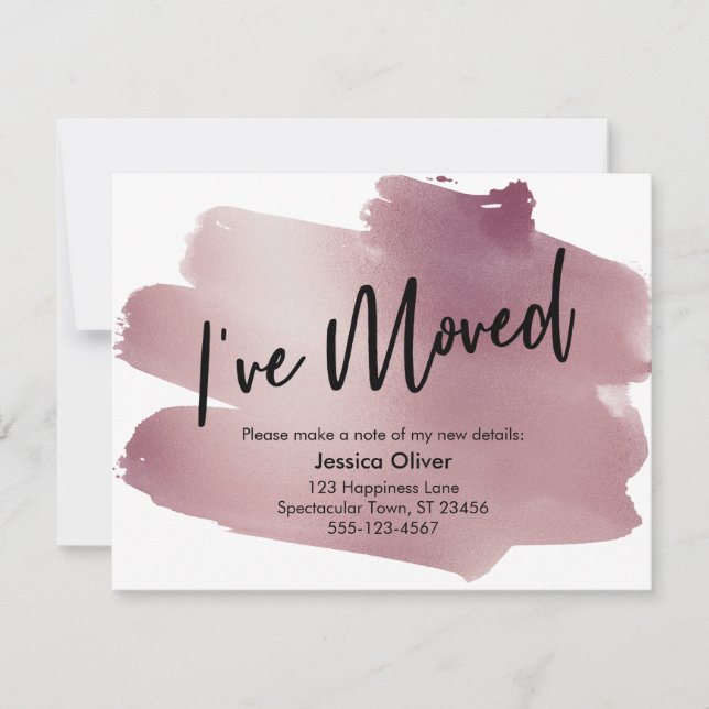 I've Moved Handwriting on Rose Gold Swash Card (Front)