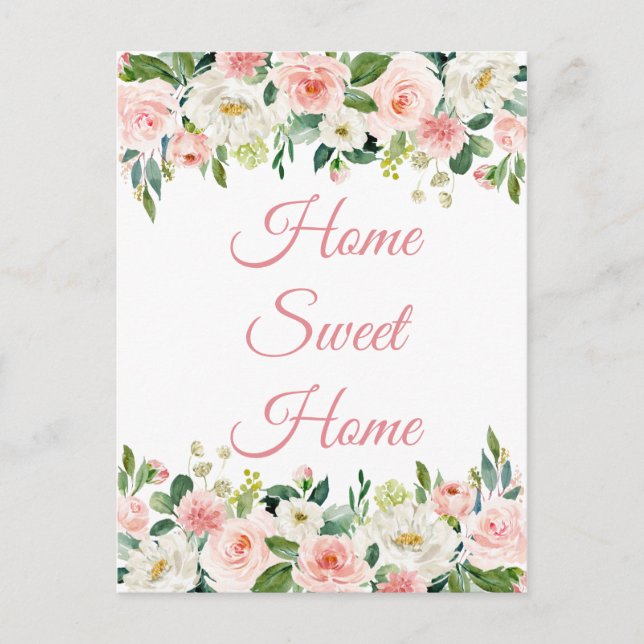 I've Moved Home Sweet Home Floral Postcard (Front)