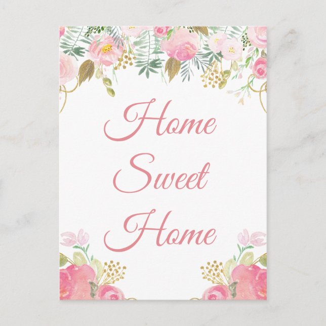 I've Moved Home Sweet Home Floral Postcard (Front)