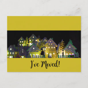 I've Moved Illuminated Christmas Houses Postcard