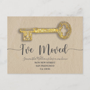  I've Moved Kraft  Key  Moving Announcement Postcard