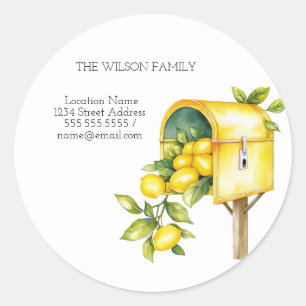 I've Moved,Mailbox Lemons New Address Classic Round Sticker