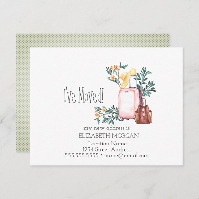 I've Moved, Suitcases, Flowers New Address Announcement (Front/Back)