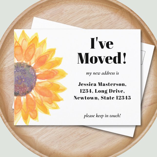  I've Moved Sunflower  Announcement Postcard (Creator Uploaded)
