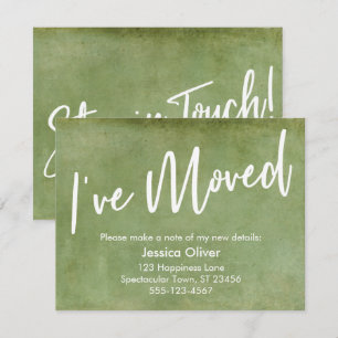 "I've Moved" Typography Grunge Green Announcement