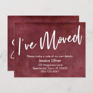 "I've Moved" Typography Grunge Red Announcement