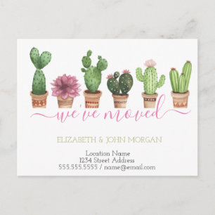 I've Moved Watercolor Cactus New Address Announcement Postcard