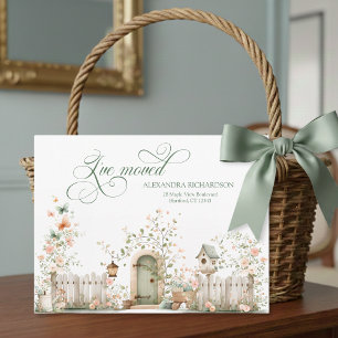 I've Moved Watercolor Floral Cottage Postcard