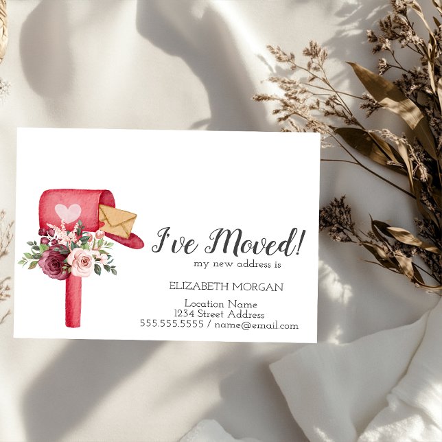 I've Moved,Watercolor Mailbox Flowers Announcement Postcard (Creator Uploaded)