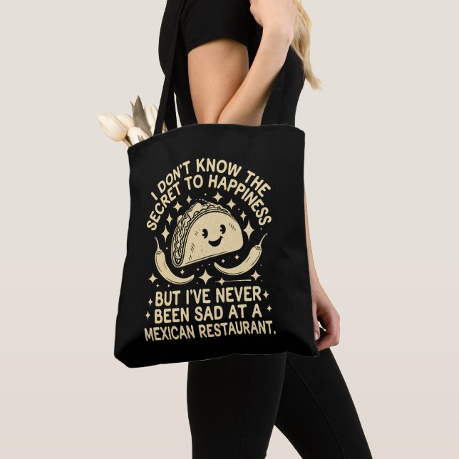 I've Never Been Sad at A Mexican Restaurant Funny Tote Bag (Close Up)