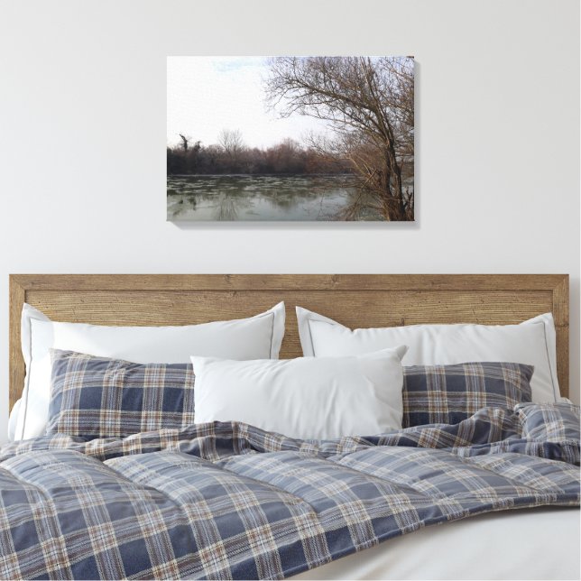Ive riverside in winter canvas print (Insitu(Bedroom))