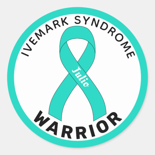 Ivemark Syndrome Warrior Ribbon White Classic Round Sticker (Front)