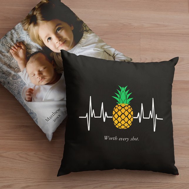 IVF Baby Pineapple Worth Every Shot Photo Cushion (Creator Uploaded)