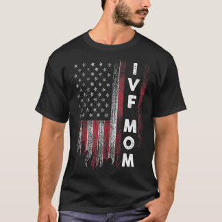 IVF Gift Warrior US Flag Mummy Transfer Day Infert T-Shirt