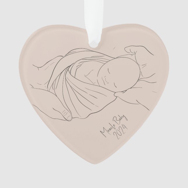 IVF Miracle Baby Simple Boho Tan Ornament  (Front)