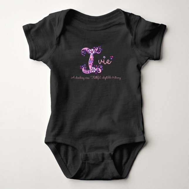 Ivie name meaning monogram I custom baby romper Bodysuit (Front)