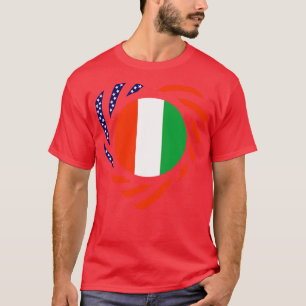 Ivorian American Multinational Patriot Flag Heart T-Shirt