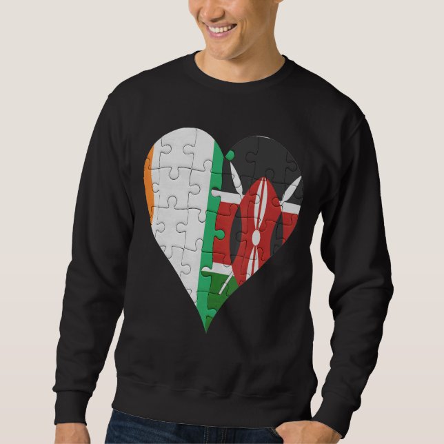 Ivorian Kenyan Flag Heart Sweatshirt (Front)