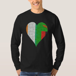 Ivorian Zambian Flag Heart T-Shirt