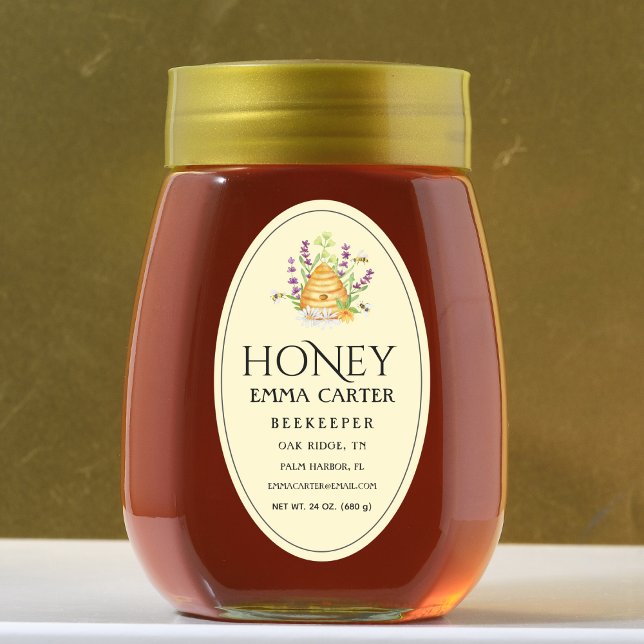 Ivory 24 oz Queen-line Honey Label (Honey jar Sticker)