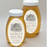 Ivory 32 oz Queenline Honey Label (Vintage Skep)<br><div class="desc">Personalise this honey jar label with your name or business name,  contact info,  address and honey net weight. Common honey net weight conversions: 8oz (227g),  12oz (340g),  16oz (454g),  32oz (907g),  5lb (2.27kg). Ivory label with thin border and vintage skep design. (Fits 16 oz Queenline Classic Honey Jars.)</div>
