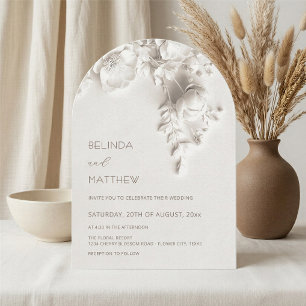 Ivory 3D Flowers Roses Casual Wedding Invitation