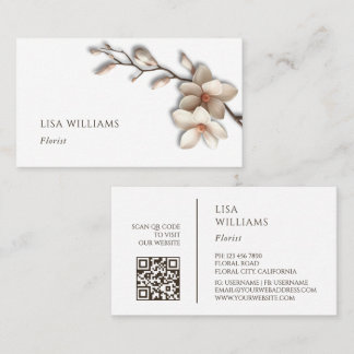 Ivory 3D Magnolia Rustic | QR Code Business Card