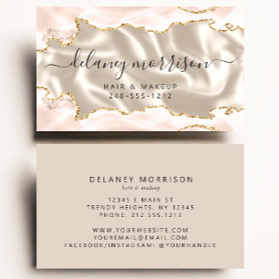 Ivory Agate Gold Glitter Luxury Magnetic Business Card