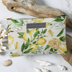 Ivory   Amalfi Coast Lemon Blossom Personalised Accessory Pouch