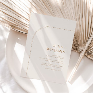 Ivory and Amber Bohemian Arched Minimalist Wedding Invitation